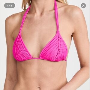 PQ Swim Island Hot Pink Bikini Top Macrame NWT